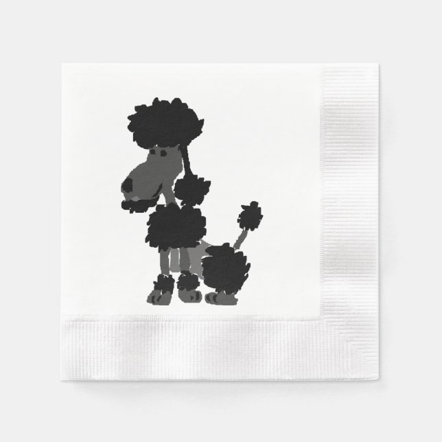 Funny Black Poodle Dog Art Napkin (Front)