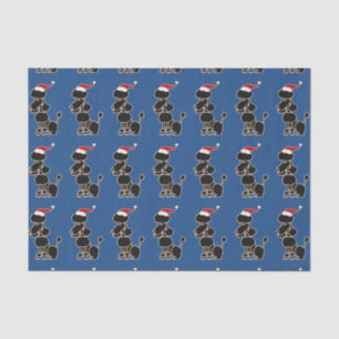 Funny Black Poodle in Santa Hat Christmas Art Tissue Paper