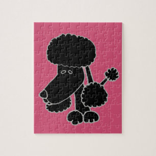 Funny Black Poodle Puppy Dog Cartoon Jigsaw Puzzle
