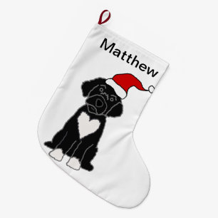 Funny Black Portuguese Water Dog Christmas Large Christmas Stocking