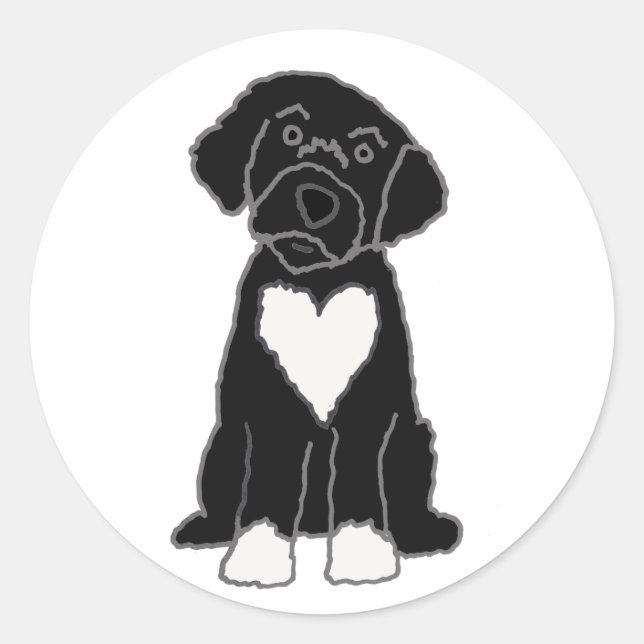 Funny Black Portuguese Water Dog Classic Round Sticker (Front)