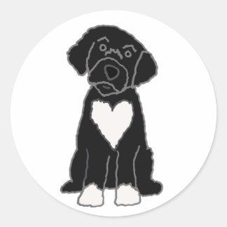 Funny Black Portuguese Water Dog Classic Round Sticker