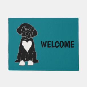 Funny Black Portuguese Water Dog Doormat