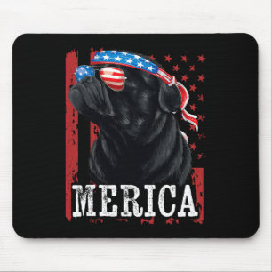 Funny Black Pug 4th Of July Dog Mum Dog Dad Merica Mouse Mat