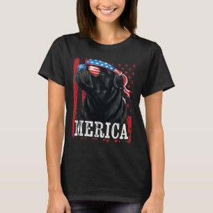 Funny Black Pug 4th Of July Dog Mum Dog Dad Merica T-Shirt