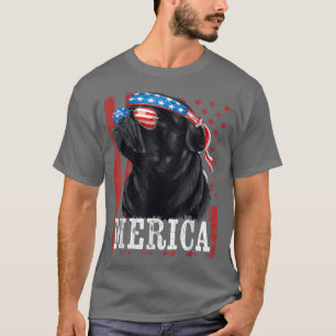 Funny Black Pug 4th of July Dog Mum Dog Dad Merica T-Shirt