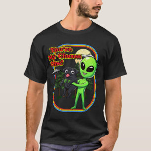 Funny Black Pug Dog Alien Chosen One UFO Mum Dad K T-Shirt