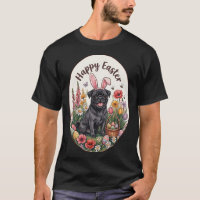 Funny Black Pug Happy Easter Egg Bunny Mum Dad Kid