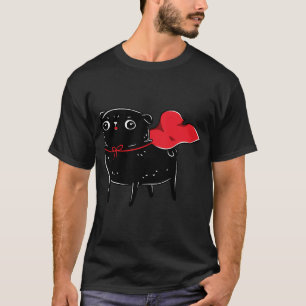 Funny Black Pug, Kawaii Cute Hero Dog T-Shirt