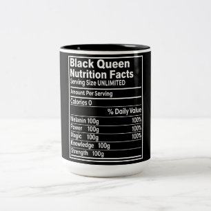 Funny Black Queen Nutritional Facts  Two-Tone Coffee Mug