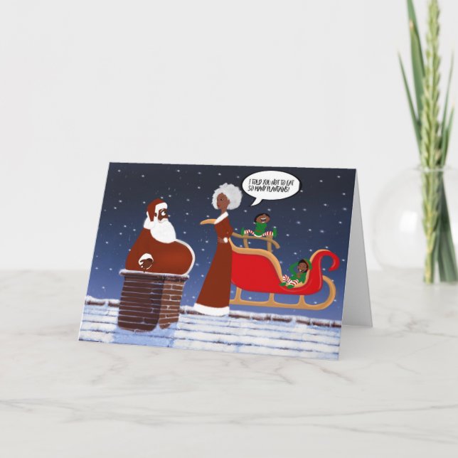 Funny Black Santa Christmas Card (Front)