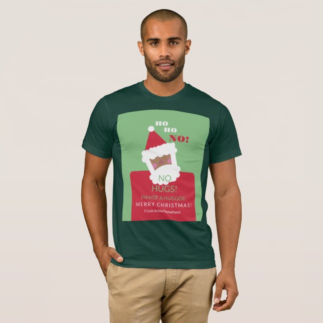 Funny Black Santa No Hugs Ugly Xmas Sweater (Front Full)