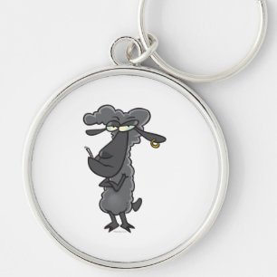 funny black sheep cartoon character key ring