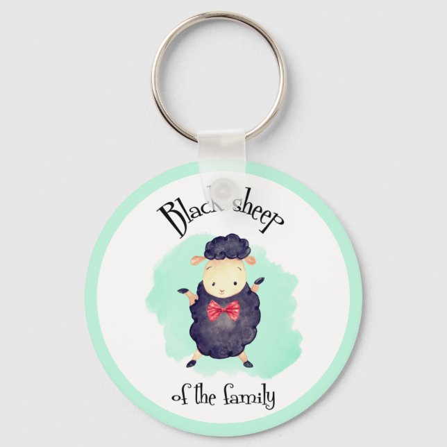 Funny Black Sheep of the Family Green Keychain (Front)