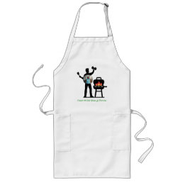 Funny Black Silhouette Grill Dad Fitness Photo Long Apron