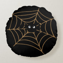 Funny Black Spider Round Throw Pillow (16")