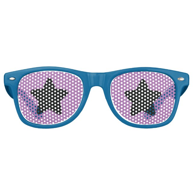 Funny Black Star Purple Background  Retro Sunglasses (Front)