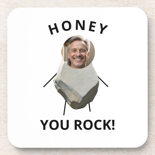 Funny Black Text Rock Photo Husband Coaster (Front)