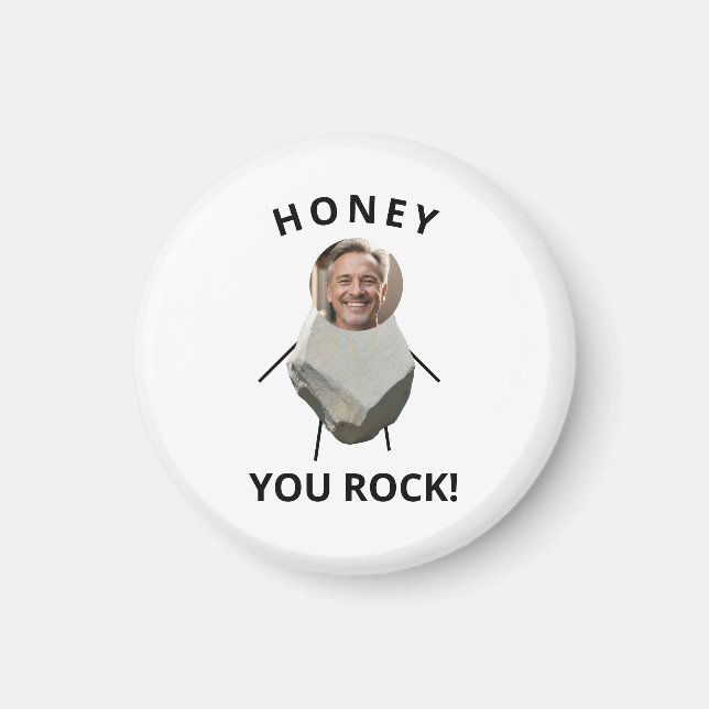 Funny Black Text Rock Photo Husband Magnet (Front)