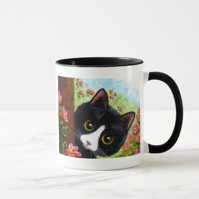 Funny Black Tuxedo Cat Creationarts Mug (Right)