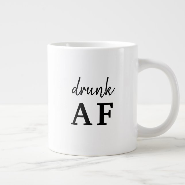 Funny Black Typography Drunk AF Large Coffee Mug (Right)