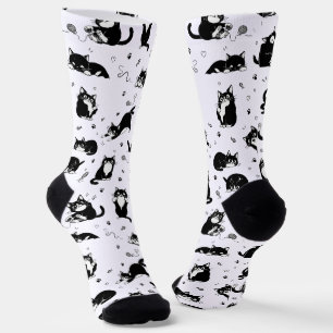Funny Black & White Cat Pattern Cat Lovers Socks