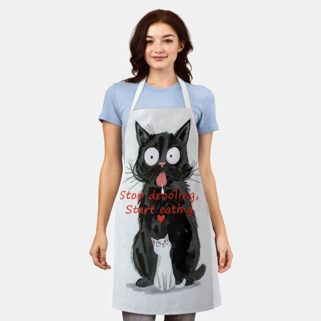 Funny Black & White Cats Apron (Worn)