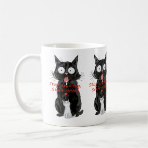 Funny Black & White Cats Apron Coffee Mug