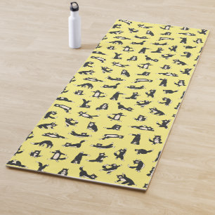 Funny Black White Cats Doing Pattern Yoga Mat
