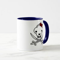 Funny Black White Jolly Kitty Pirate Skull Bones
