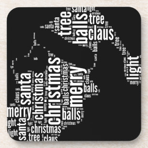 Funny Black White Merry Christmas Santa Typography Coaster