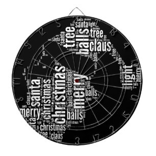Funny Black White Merry Christmas Santa Typography Dartboard
