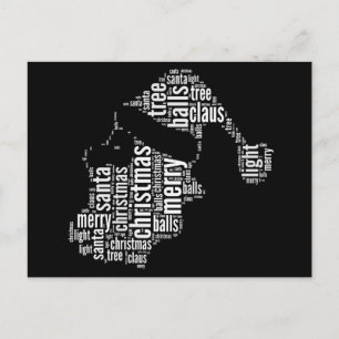 Funny Black White Merry Christmas Santa Typography Holiday Postcard
