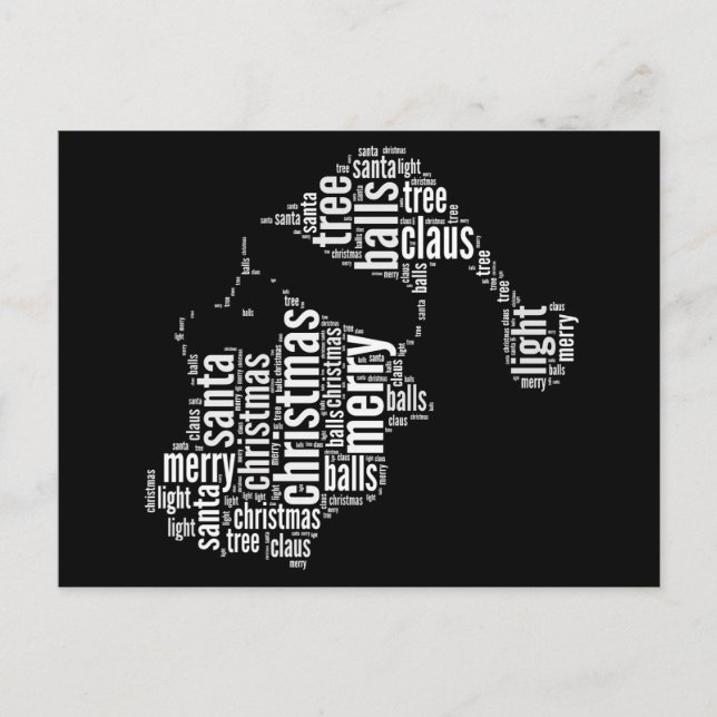 Funny Black White Merry Christmas Santa Typography Holiday Postcard (Front)
