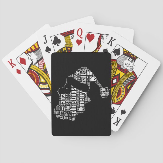 Funny Black White Merry Christmas Santa Typography Playing Cards (Back)