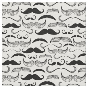Funny Black & White Moustache Design Fabric