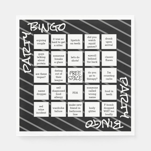 Funny Black White Stripes Party Napkins (Front)