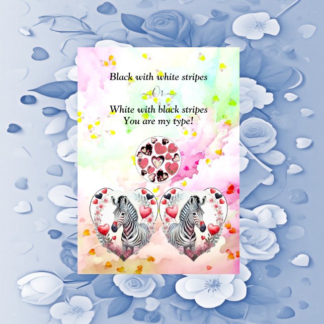 Funny Black White Stripes Zebra Couple Valentines  Holiday Card (Funny Black White Stripes Zebra Couple Valentines Holiday Card)