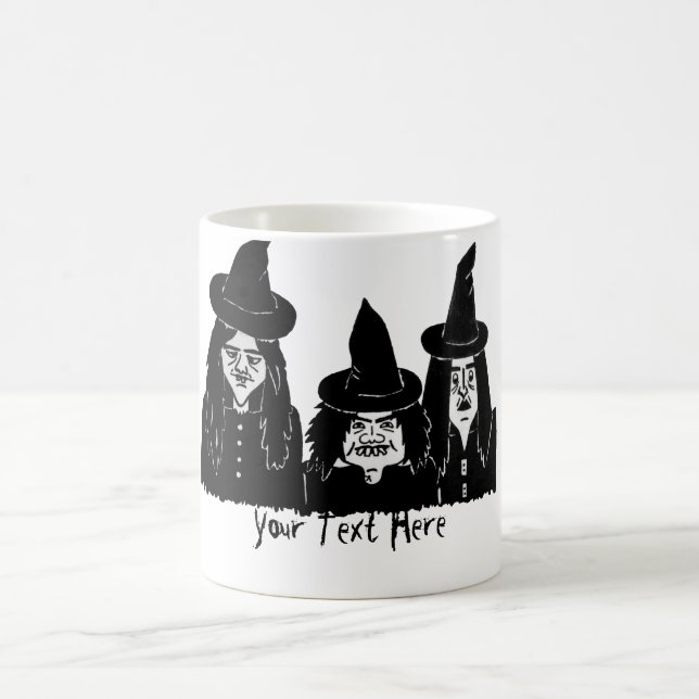 funny black witches spooky scary halloween design magic mug (Center)