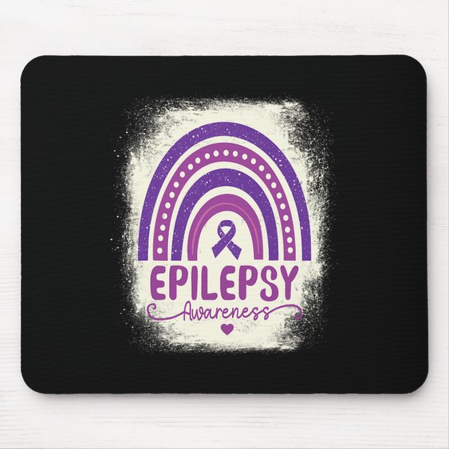 Funny Bleached Rainbow Purple Ribbon Epilepsy Awar Mouse Mat (Front)