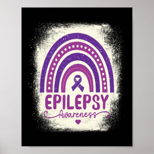 Funny Bleached Rainbow Purple Ribbon Epilepsy Awar Poster
