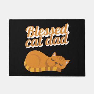 Funny Blessed Cat Dad Orange Tabby Cat Feline Doormat