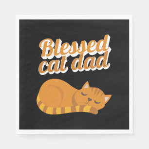 Funny Blessed Cat Dad Orange Tabby Cat Feline Napkin