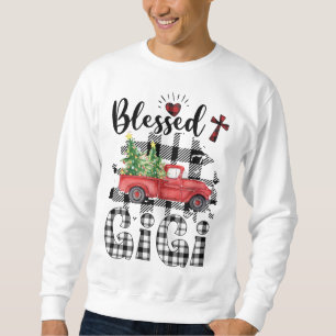 Funny Blessed Gigi Claus Buffalo Plaid Red Truck C Sweatshirt