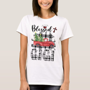 Funny Blessed Gigi Claus Buffalo Plaid Red Truck C T-Shirt