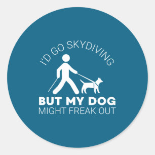 Funny Blind Joke Gift Seeing Eye Dog Skydiving Bli Classic Round Sticker