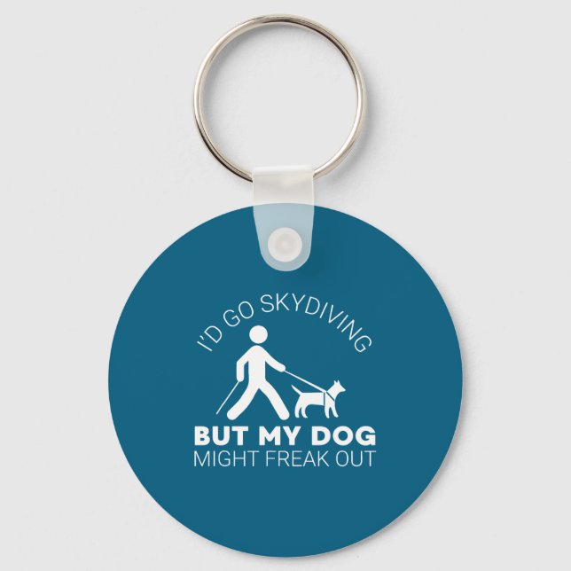 Funny Blind Joke Gift Seeing Eye Dog Skydiving Bli Key Ring (Front)