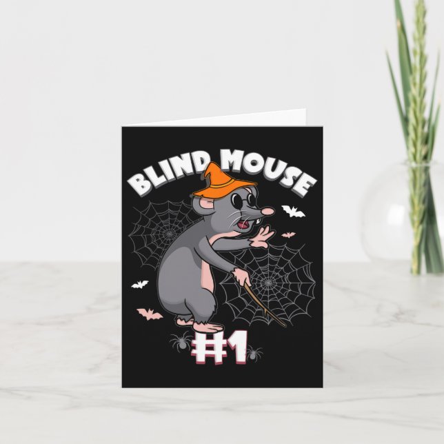 Funny Blind Mouse #1 Halloween Ghost Group Family  Card (Front)