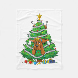 Funny Bloodhound Dog Christmas Tree Lights Kids Me Fleece Blanket
