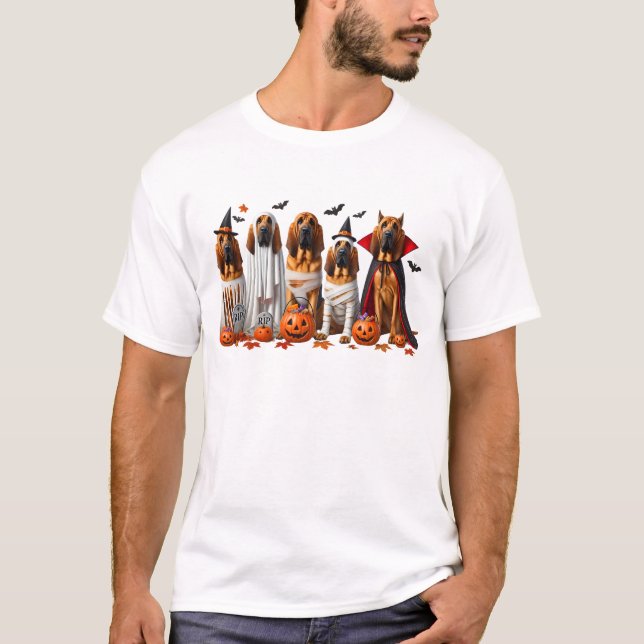 Funny Bloodhound Halloween Dog Lover T-Shirt (Front)